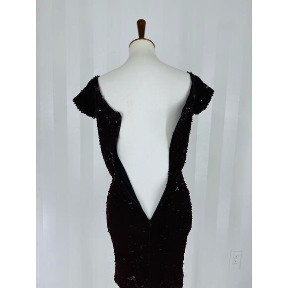 NWT DRESS THE POPULATION Women’s Burgundy Bodycon Sequin Dress Sz S - Picture 7 of 10